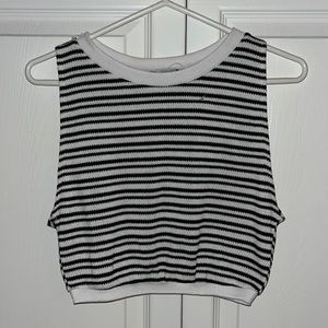 black and white striped knitted zara top, cute for the summer and beach